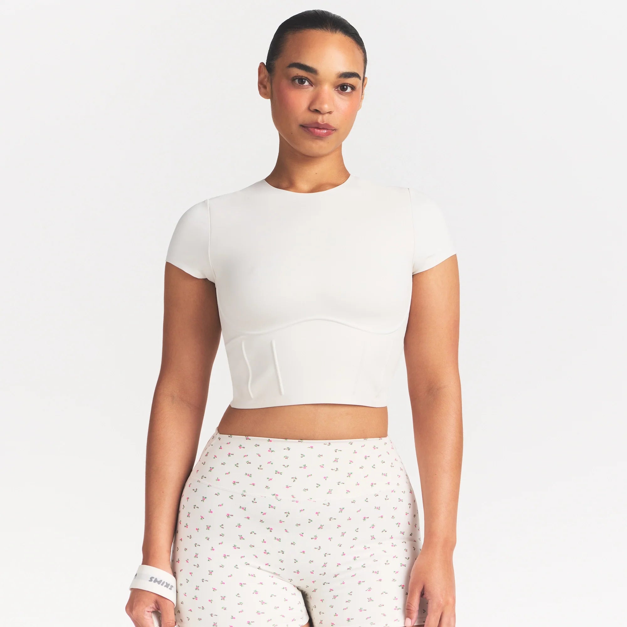 NikeSKIMS MATTE CROPPED CORSET T-SHIRT | IVORY