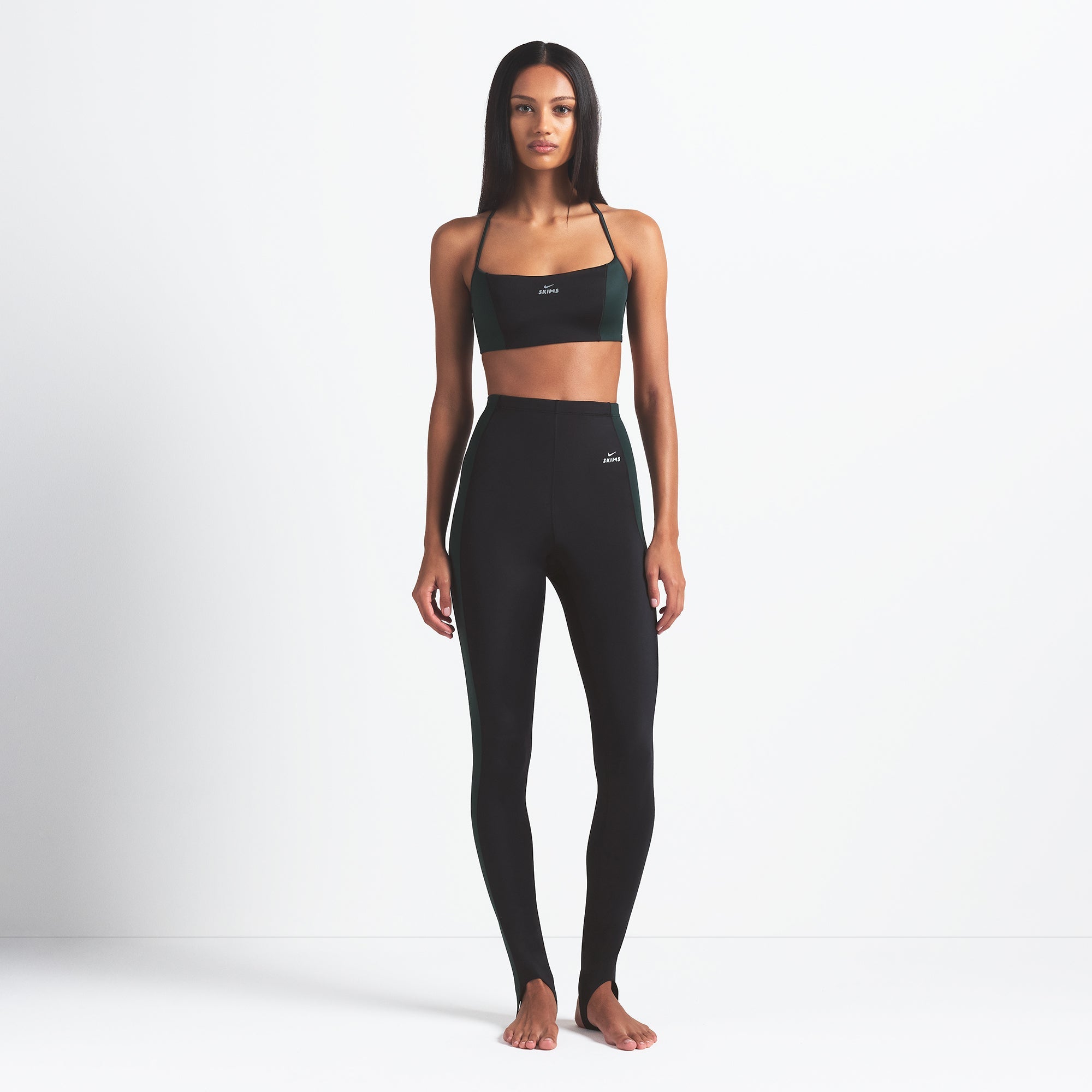 NikeSKIMS SHINE DRAWCORD STIRRUP 26" LEGGING | OBSIDIAN AND DARK TEAL