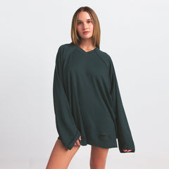 NikeSKIMS AIRY V-NECK OVERSIZED LONG SLEEVE TOP | DARK TEAL
