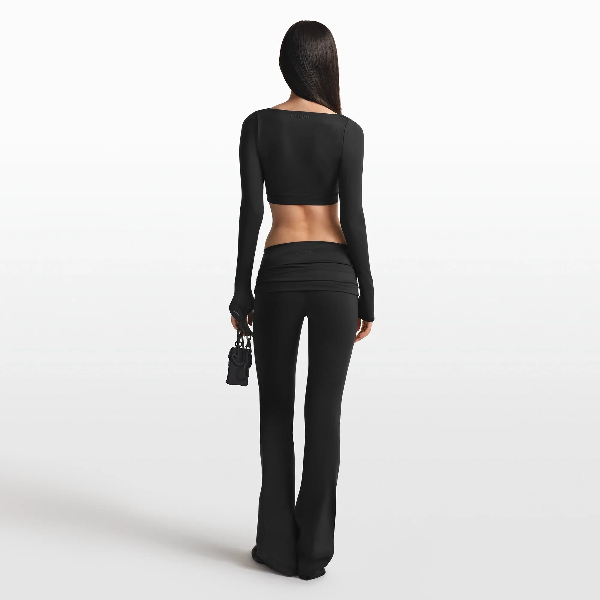 NikeSKIMS MATTE WRAP LONG SLEEVE CROPPED TOP | OBSIDIAN