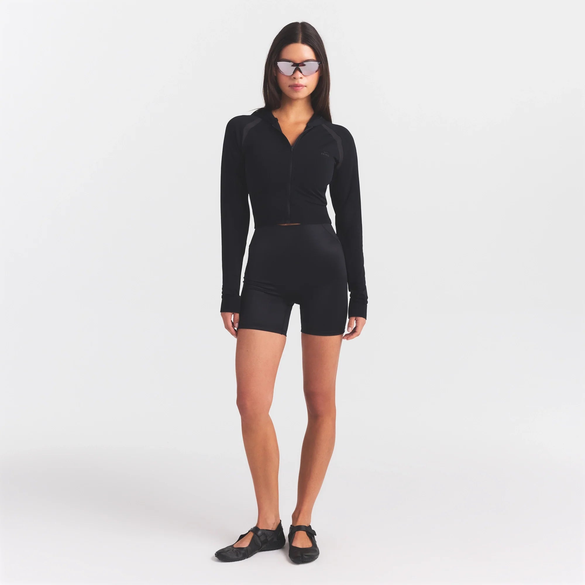 NikeSKIMS STRETCH KNIT SHRUNKEN ZIP HOODIE | OBSIDIAN