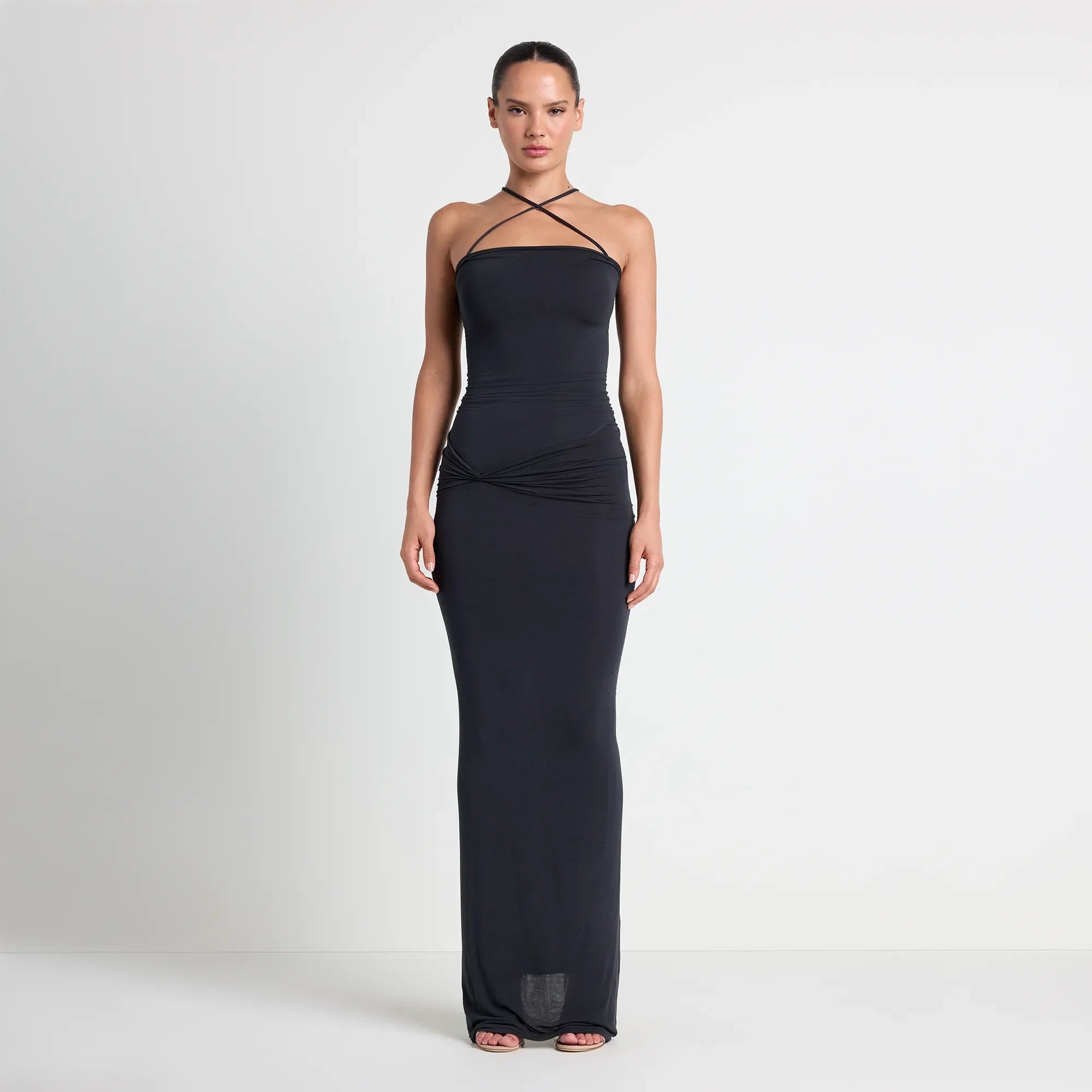 VETTESE X SKIMS SHEER MODAL LONG DRESS | ONYX