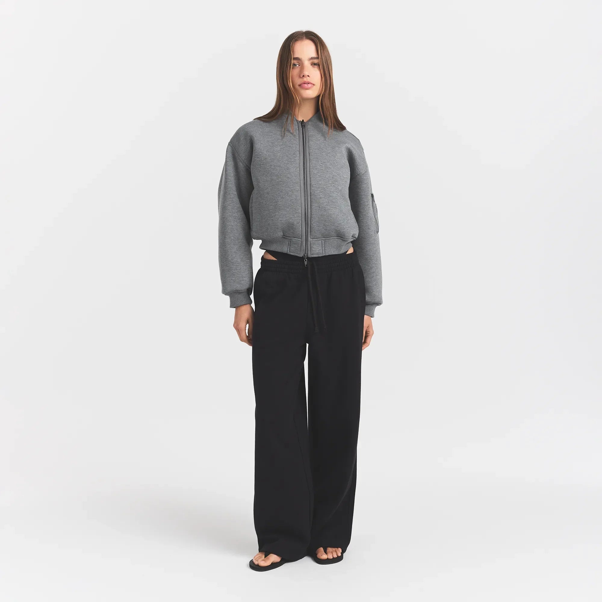 NEOPRENE OUTERWEAR REVERSIBLE BOMBER JACKET | DARK HEATHER GREY