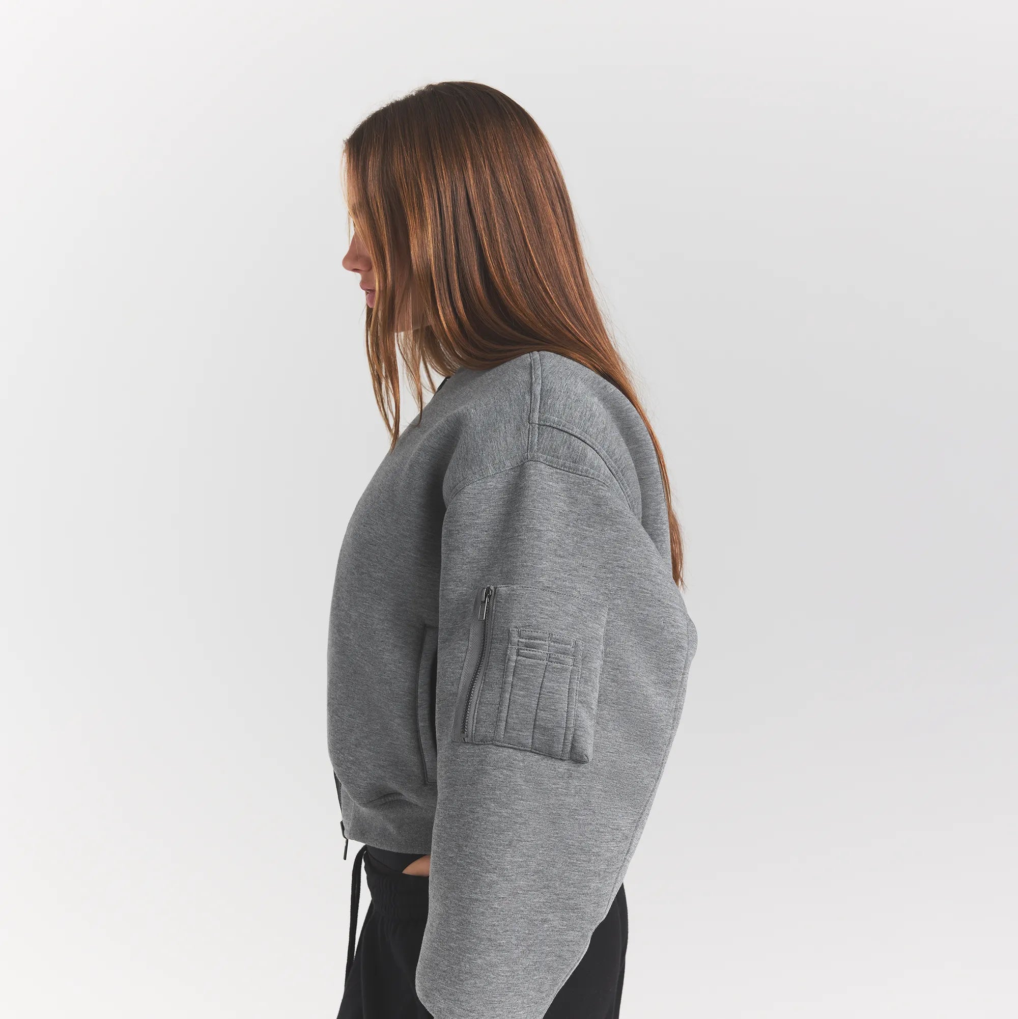 NEOPRENE OUTERWEAR REVERSIBLE BOMBER JACKET | DARK HEATHER GREY