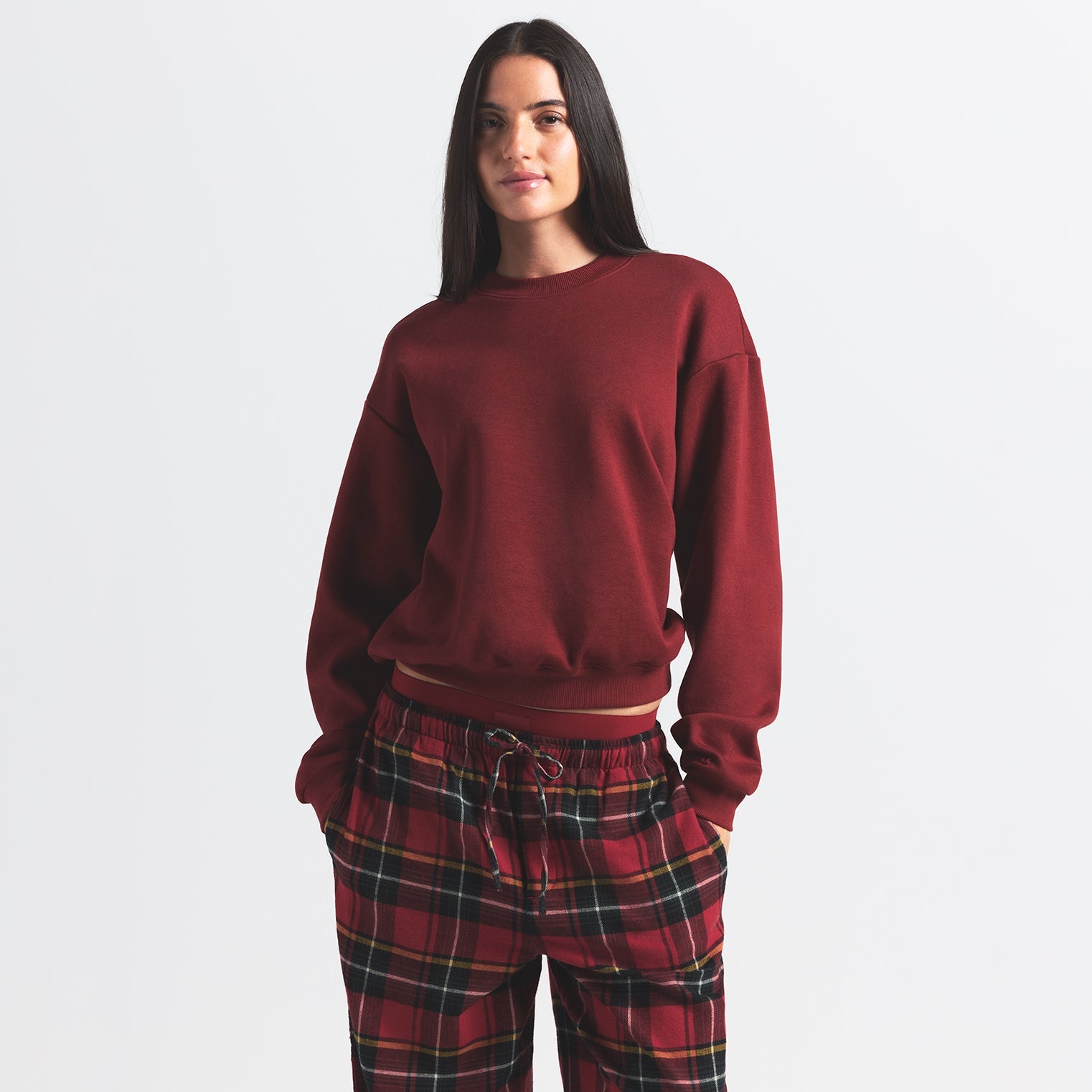 COTTON FLEECE CLASSIC CREWNECK | MERLOT