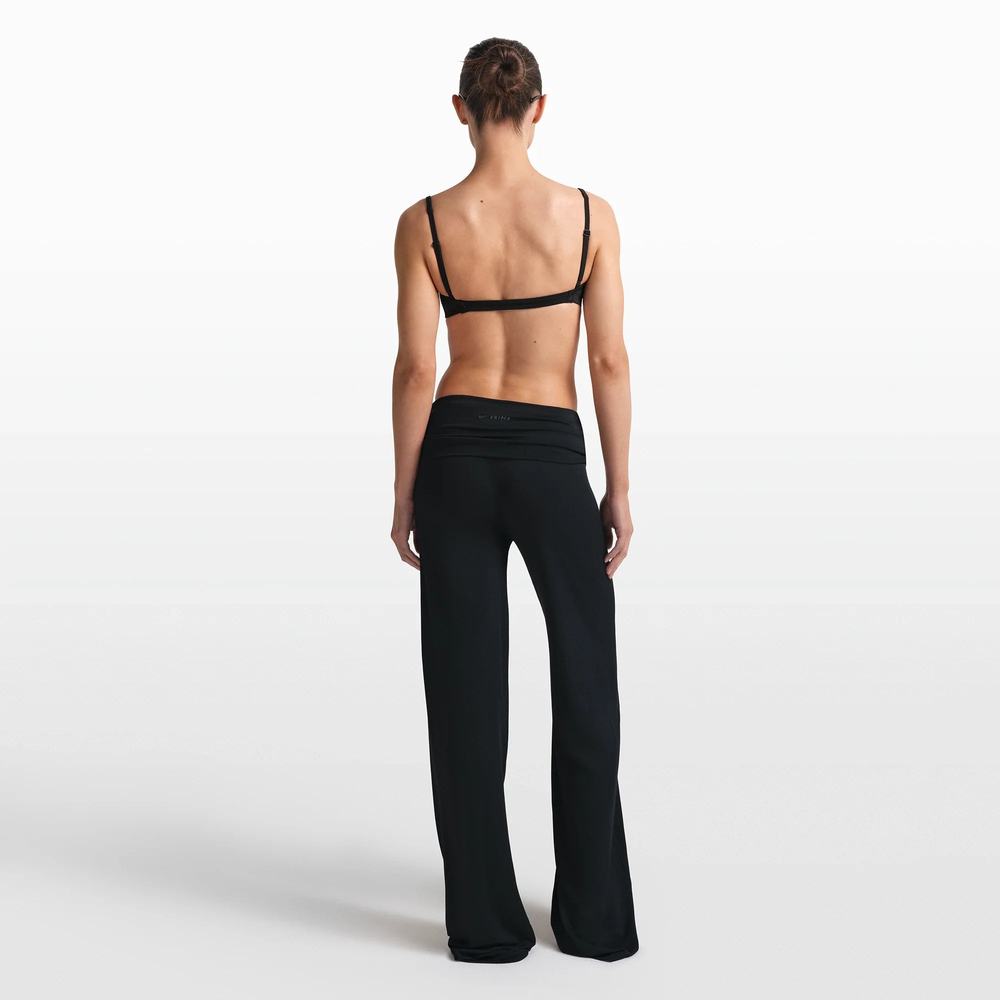 NikeSKIMS STRETCH KNIT FOLDOVER WIDE LEG PANT | OBSIDIAN