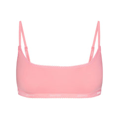 LIGHTWEIGHT COTTON LOGO PICOT SCOOP BRALETTE | MELON TONAL