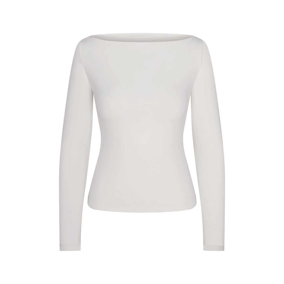 COTTON JERSEY LONG SLEEVE BOATNECK TOP | MARBLE
