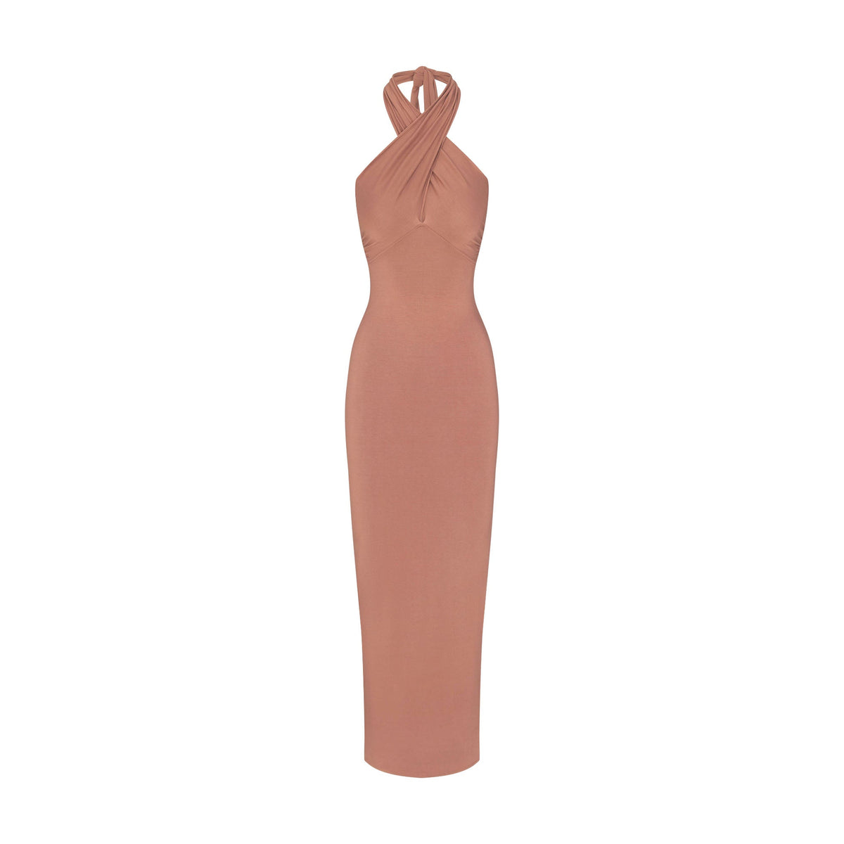 SMOOTH LAYERS CONVERTIBLE LONG DRESS | NUTMEG