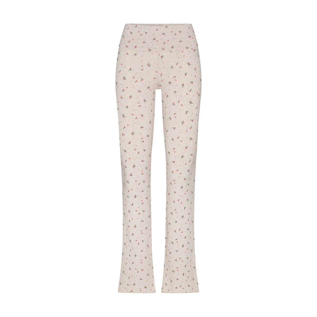 COTTON JERSEY FOLDOVER PANT | OATMEAL HEATHER HOLLY PRINT
