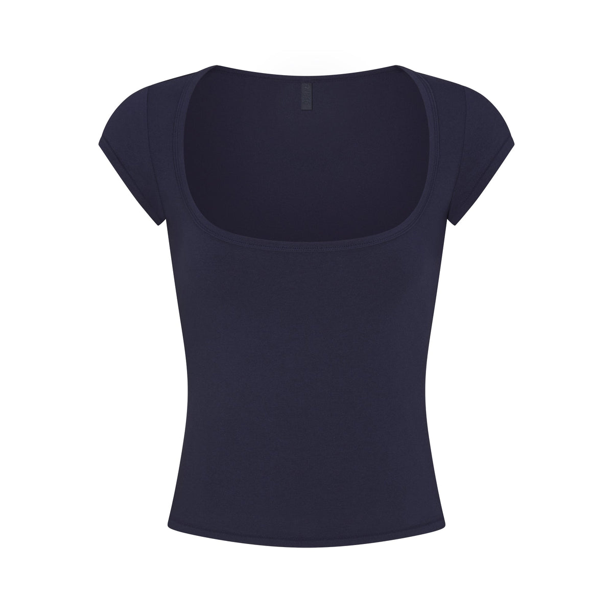 COTTON JERSEY SCOOP NECK T-SHIRT | NAVY