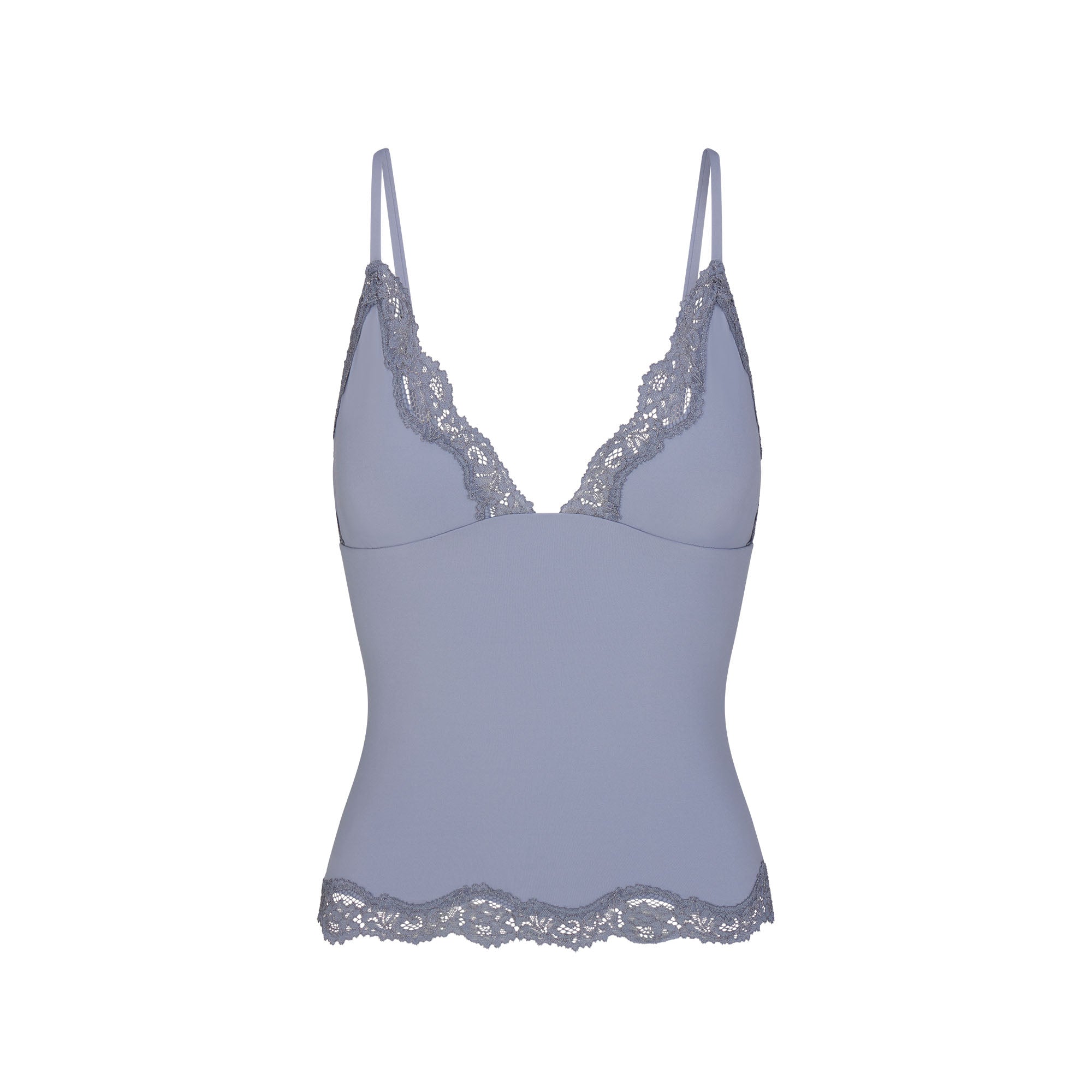 FITS EVERYBODY LACE TRIANGLE CAMI AND BOY SHORT SET | SLATE TONAL