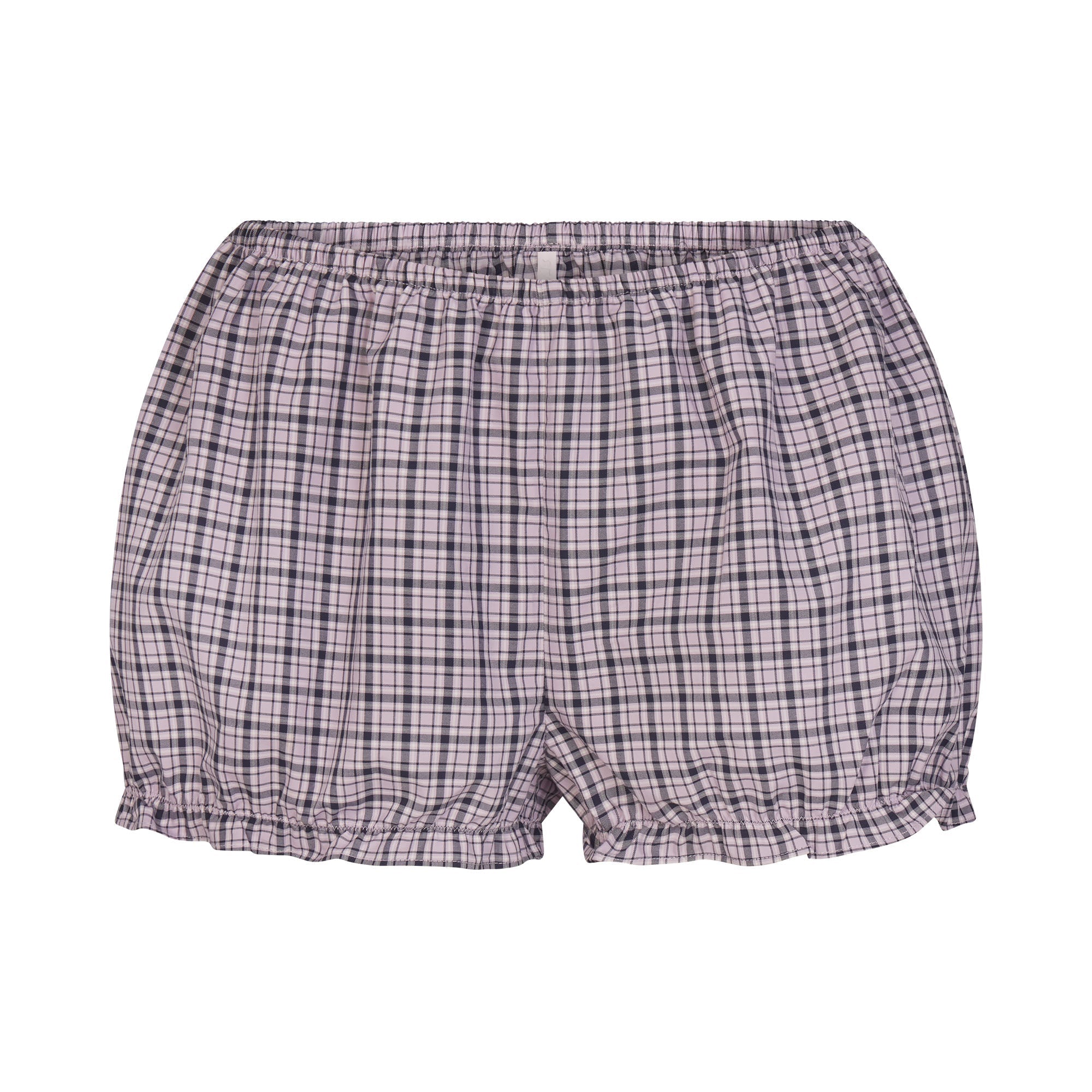 COTTON POPLIN SLEEP CROPPED BUTTON UP AND BLOOMER SET | IRIS MICA NAVY CHECK
