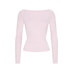 COTTON JERSEY LONG SLEEVE BOATNECK TOP | CHERRY BLOSSOM