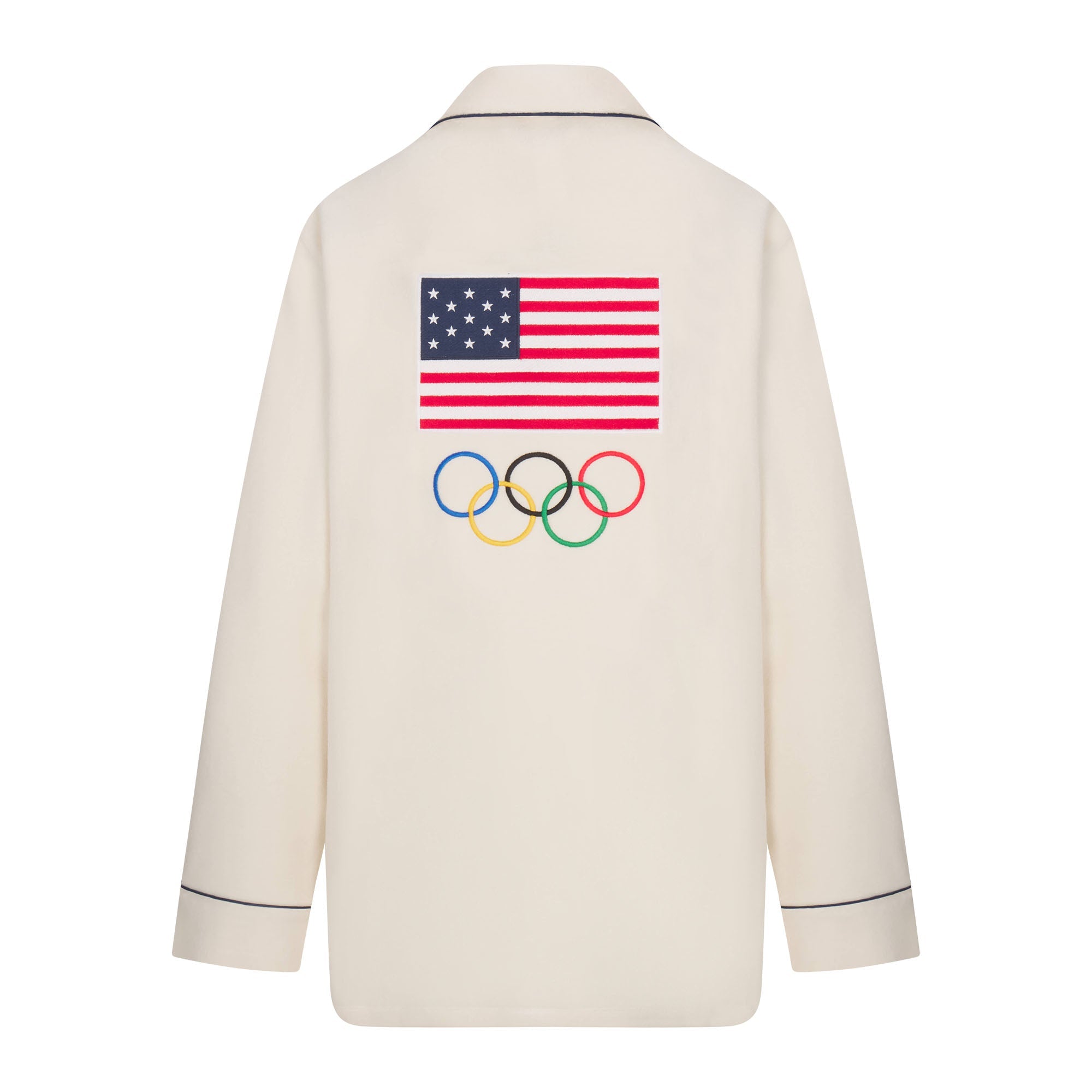 SKIMS FOR TEAM USA FLEECE UNISEX OLYMPIC OVERSIZED SLEEP TOP | ECRU