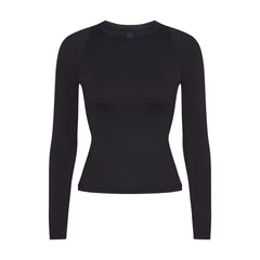 NikeSKIMS AIRY LONG SLEEVE CREW NECK TOP | OBSIDIAN