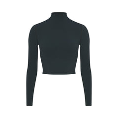 NikeSKIMS VINTAGE SEAMLESS MOCK NECK CROP TOP | DARK TEAL