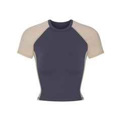 NikeSKIMS MATTE SHINE MIX CROPPED BABY T-SHIRT | DEEP ROYAL AND STONE