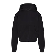 COTTON FLEECE ZIP UP HOODIE | ONYX