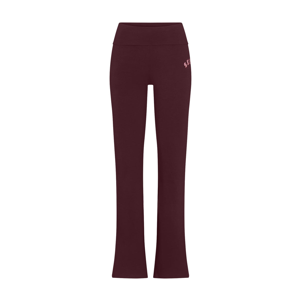 COTTON JERSEY LOGO FOLDOVER PANT | CURRANT ARCHED SKIMS PLAID