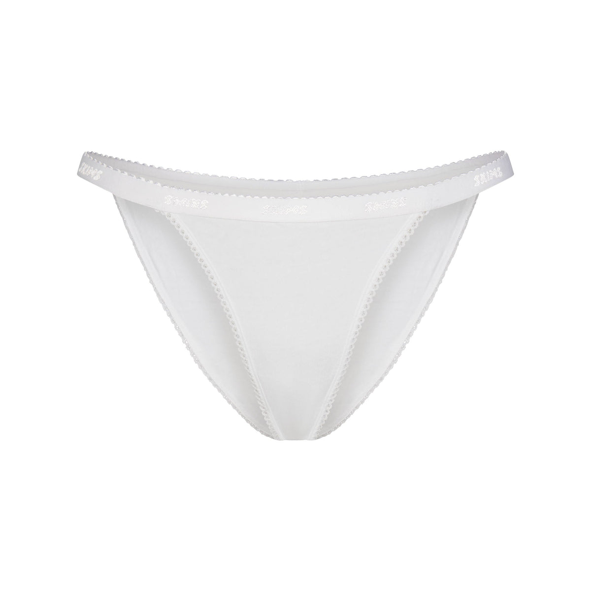 LIGHTWEIGHT COTTON LOGO PICOT STRING BIKINI | SNOW