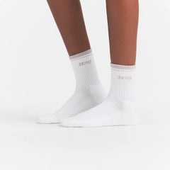 SKIMS SOCKS RIBBED QUARTER CREW LOGO SOCK | SNOW AND STONE