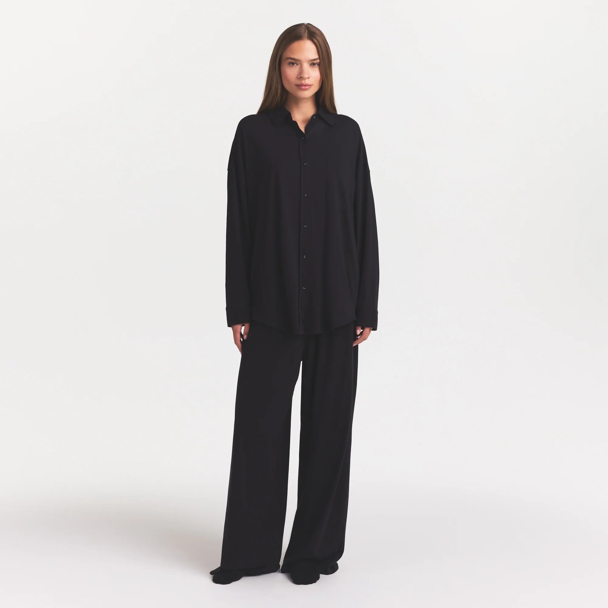 ORGANIC COTTON SLEEP LONG SLEEVE SET | OBSIDIAN