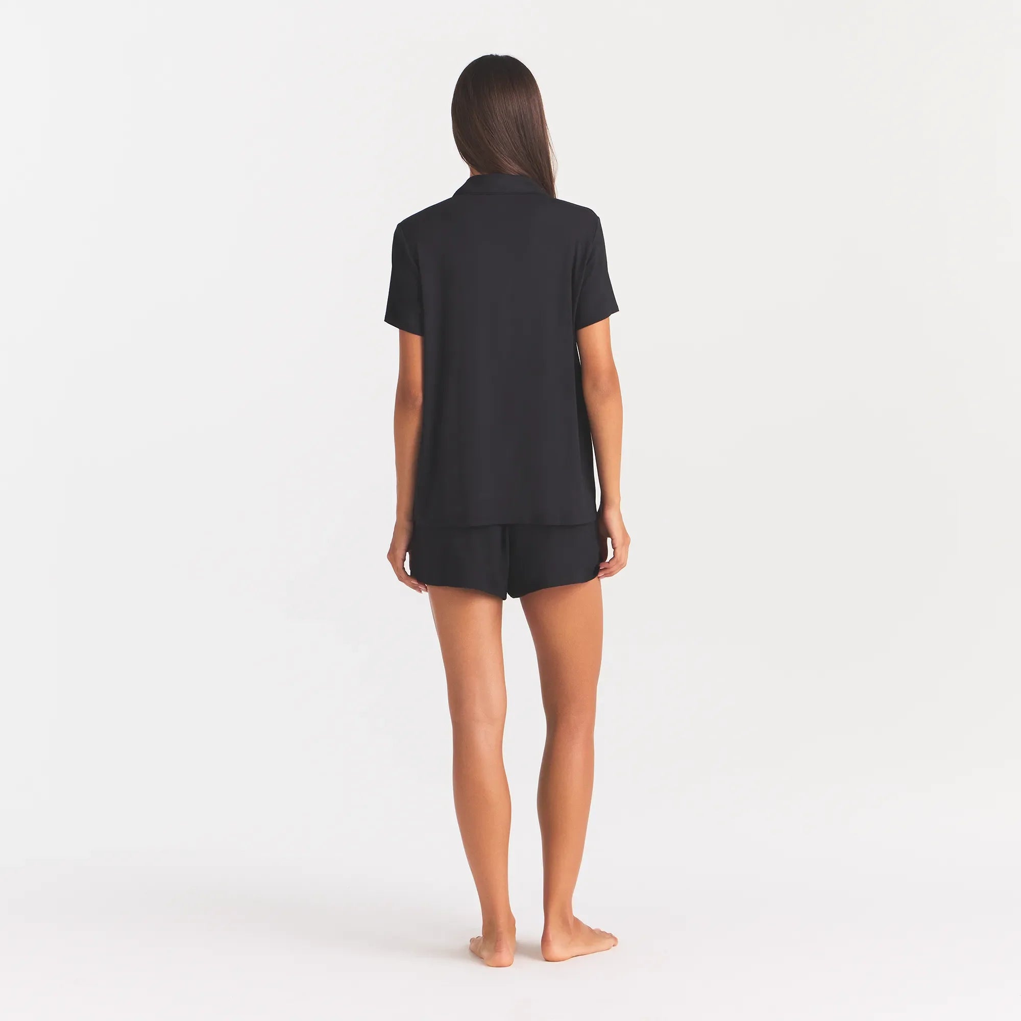 SKIMS SLEEP SHORT SLEEVE BUTTON UP SET | ONYX
