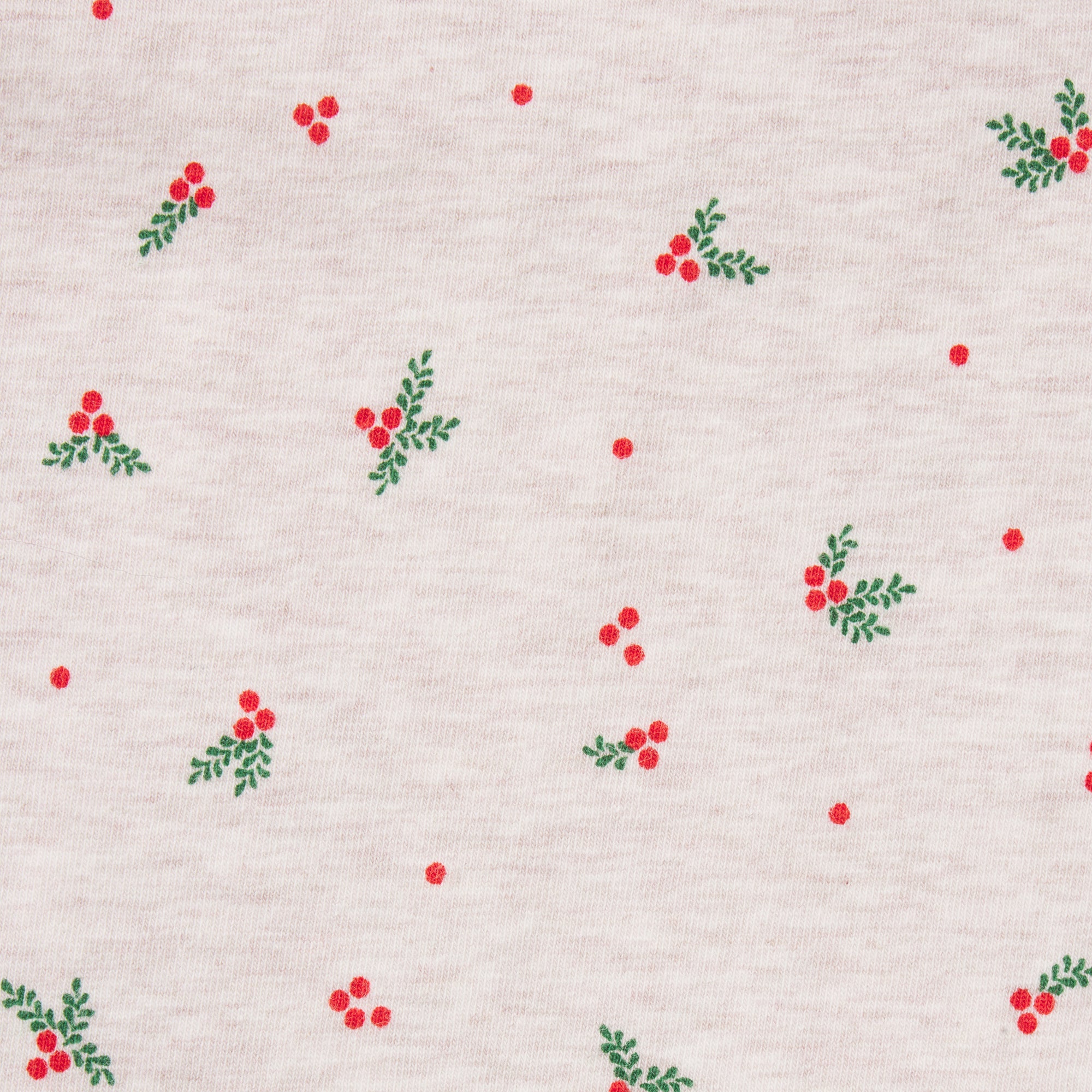 COTTON JERSEY LONG SLEEVE T-SHIRT | OATMEAL HEATHER HOLLY PRINT