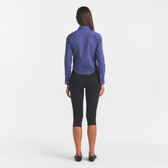 COTTON POPLIN SHRUNKEN BUTTON UP SHIRT | NAVY CHECK