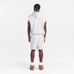 FLEECE LOUNGE MENS SLEEVELESS HOODIE | LIGHT HEATHER GREY