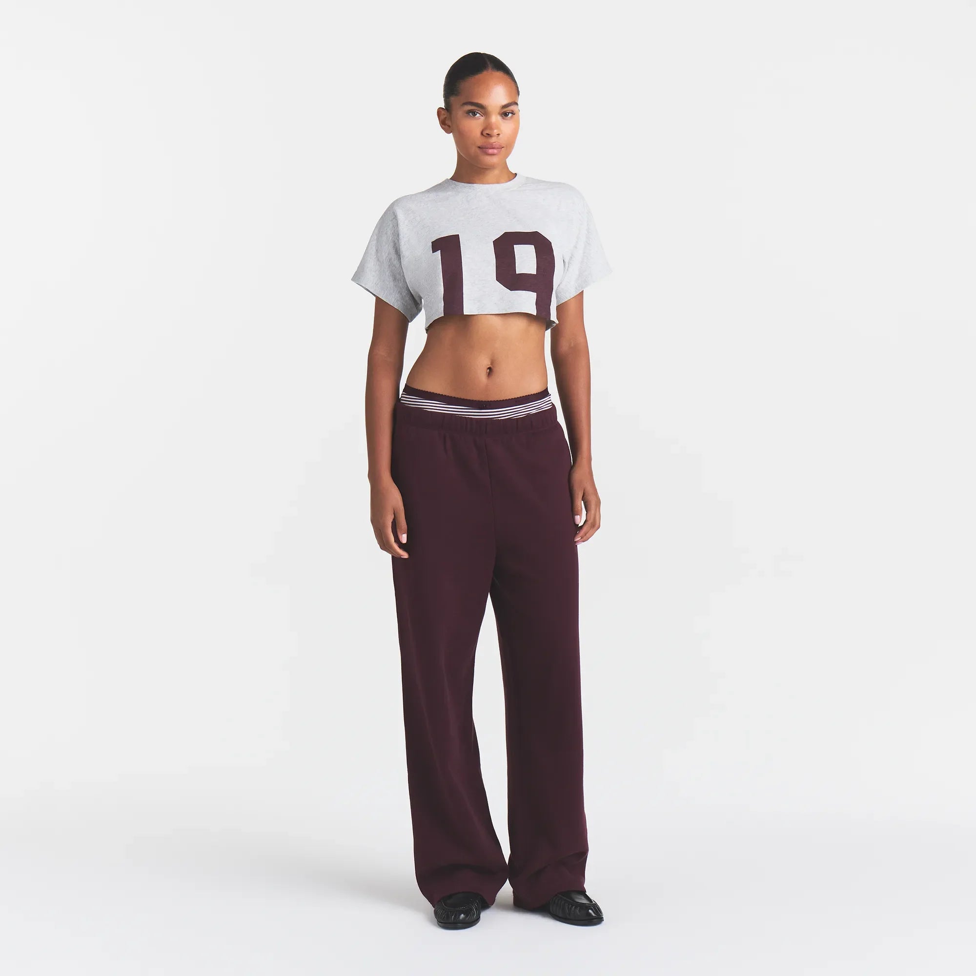 WORN IN JERSEY SUPER CROPPED T-SHIRT | CURRANT 19 PRINT