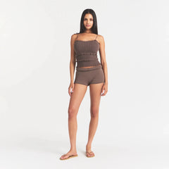 SHEER KNIT RUFFLE CAMI | AMETHYST