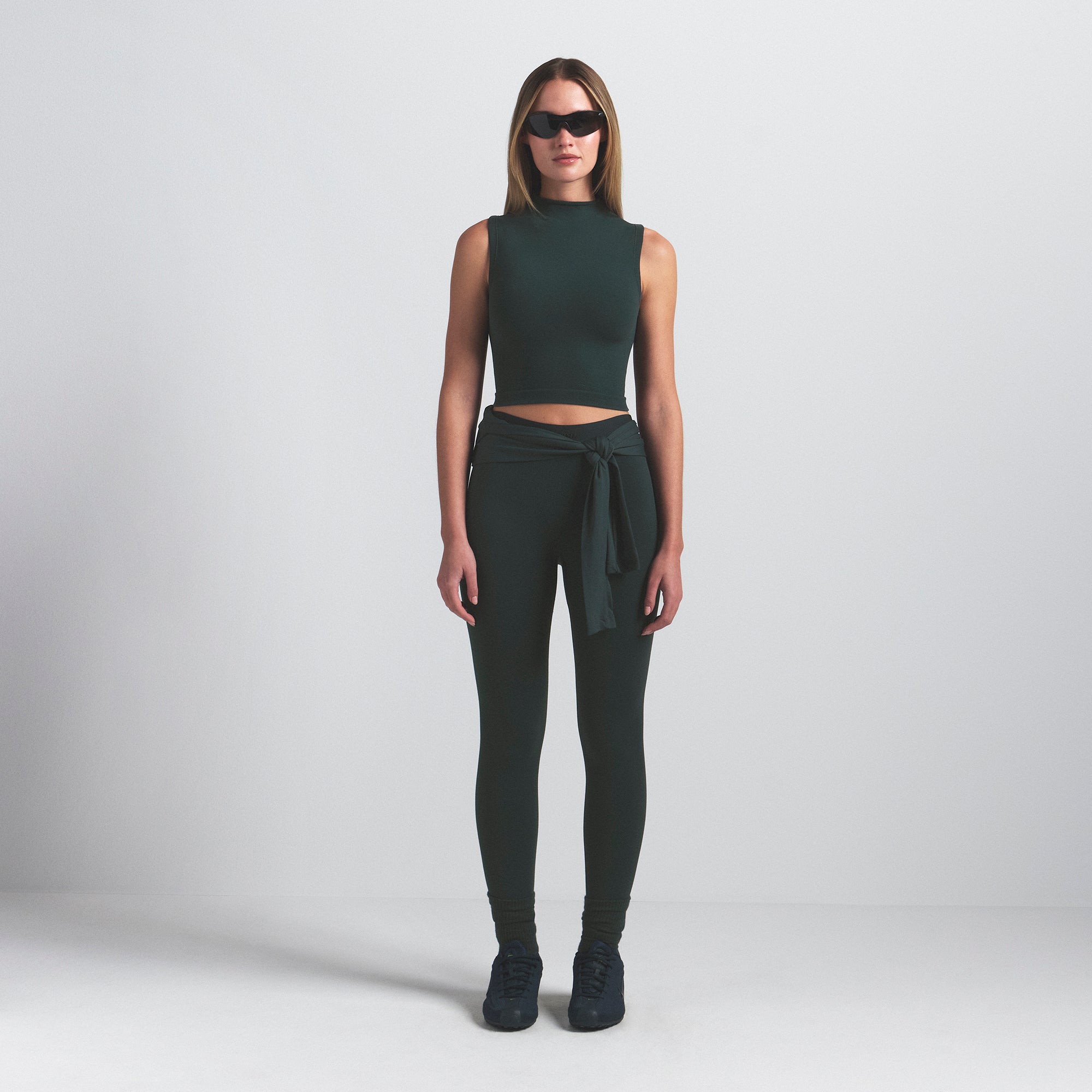 NikeSKIMS VINTAGE SEAMLESS MOCK NECK BRA TOP | DARK TEAL