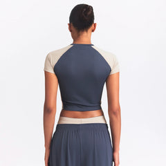 NikeSKIMS MATTE SHINE MIX CROPPED BABY T-SHIRT | DEEP ROYAL AND STONE
