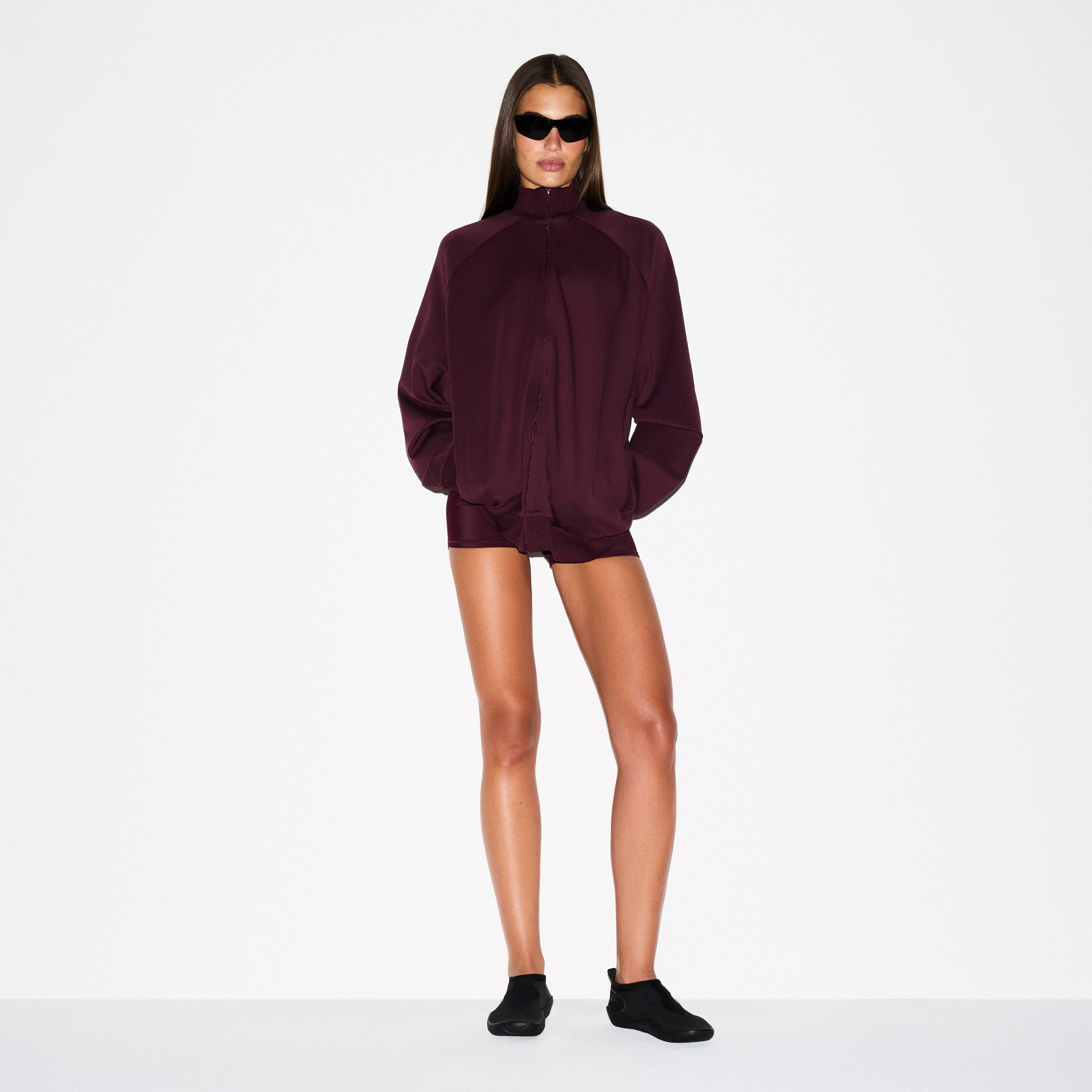 NikeSKIMS MATTE TRICOT OVERSIZED TRACK JACKET | CURRANT