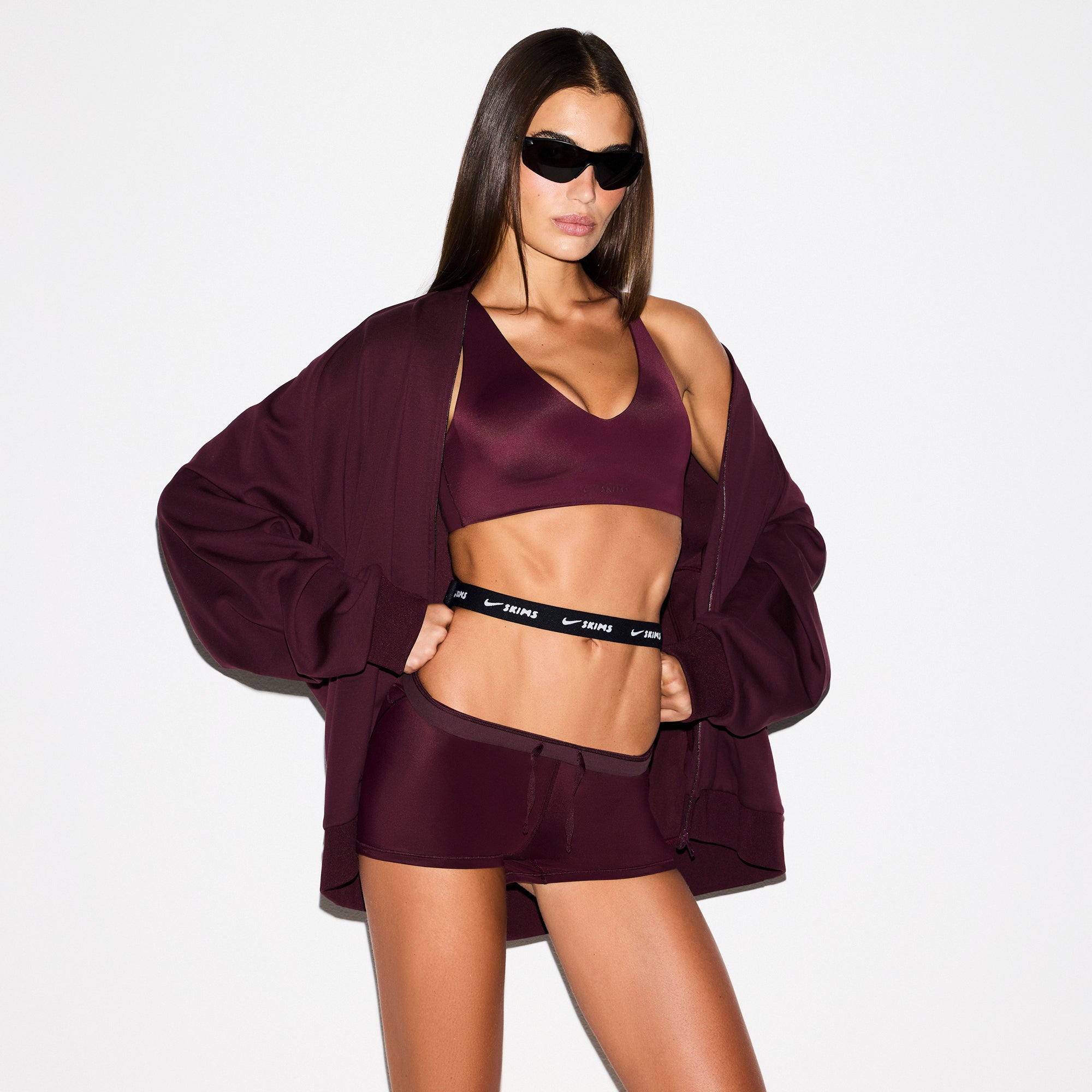 NikeSKIMS MATTE TRICOT OVERSIZED TRACK JACKET | CURRANT