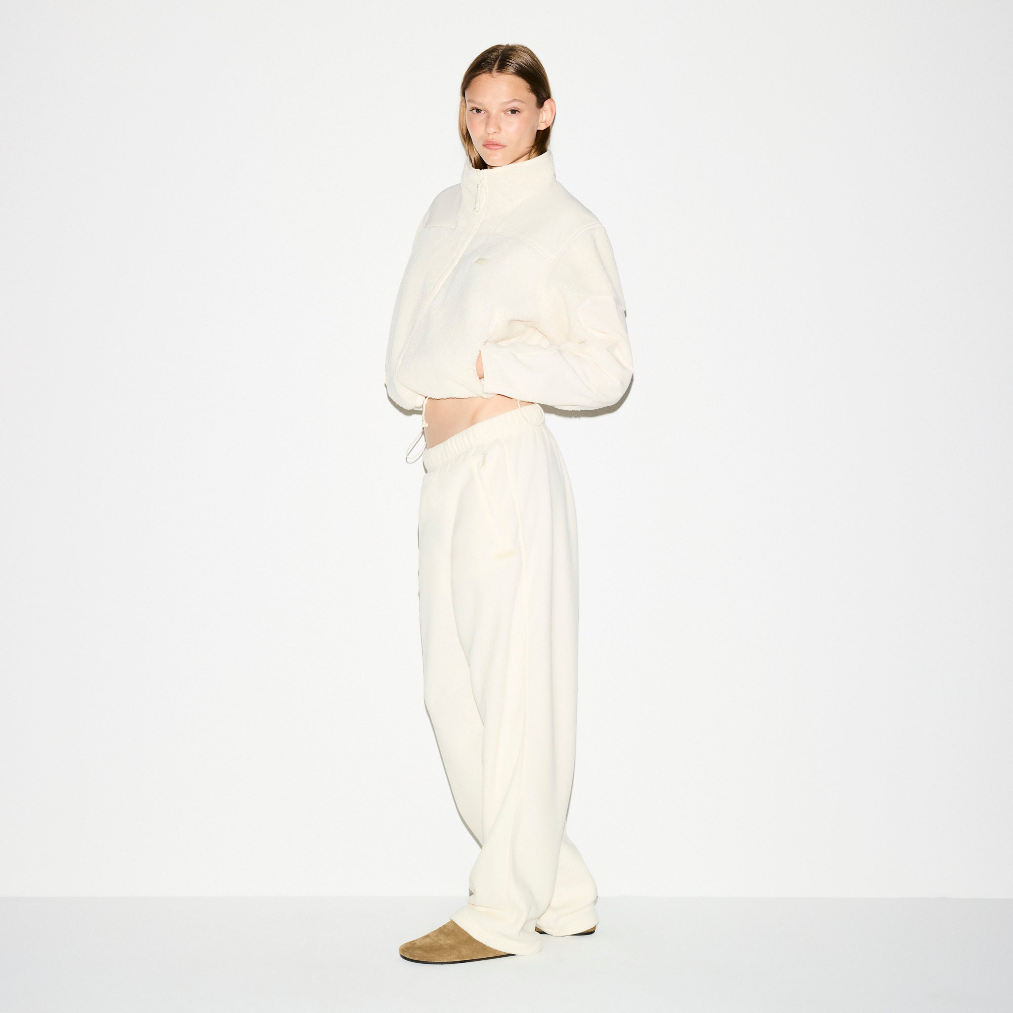 OUTDOOR FLEECE STRAIGHT LEG PANT | ECRU