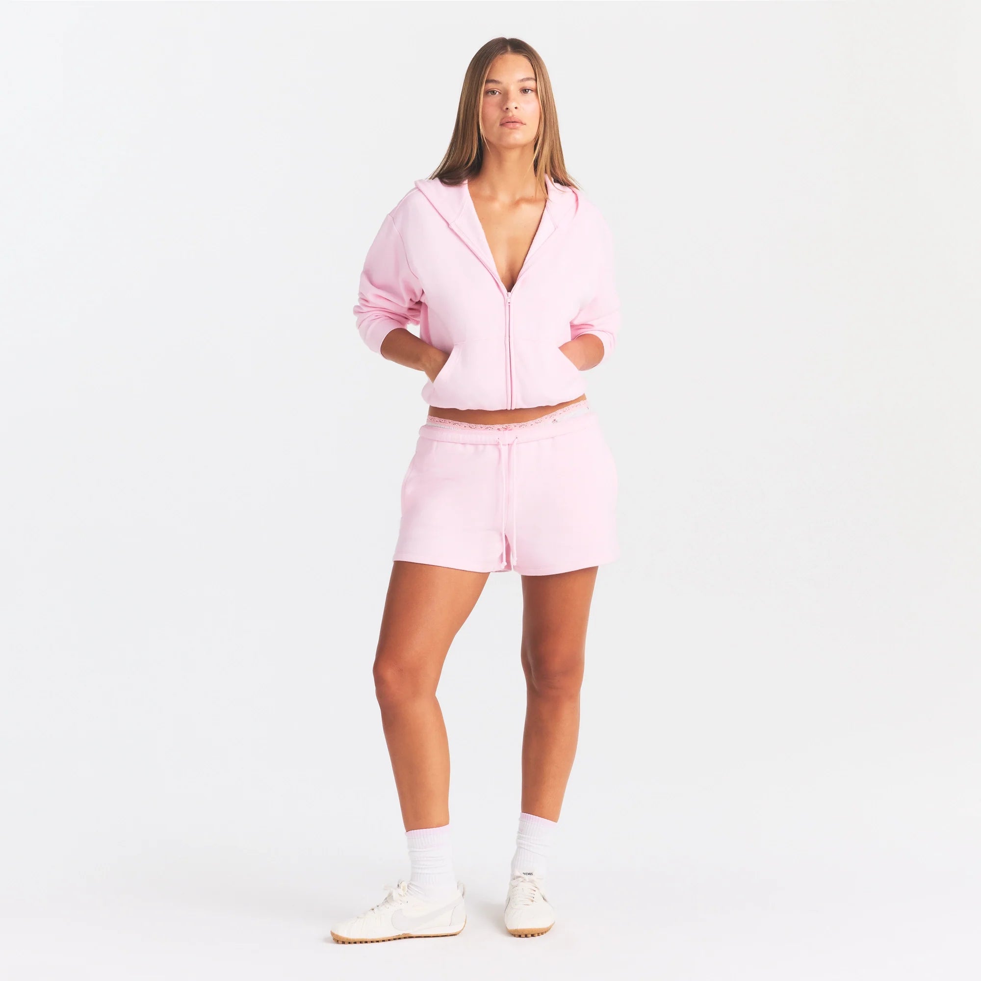 COTTON FLEECE CLASSIC ZIP UP HOODIE | CHERRY BLOSSOM