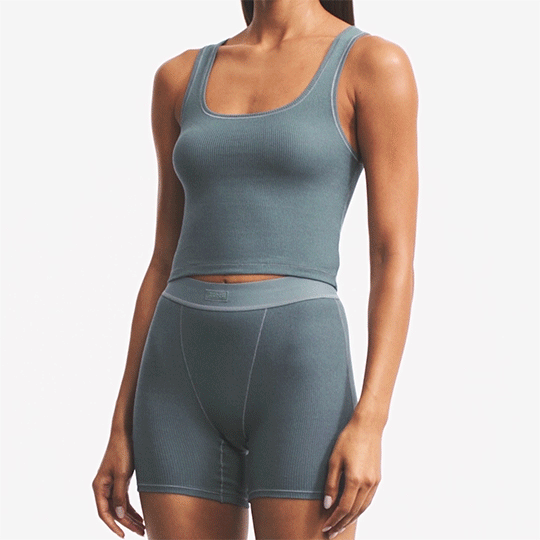 COTTON RIB BOXER | SOOT
